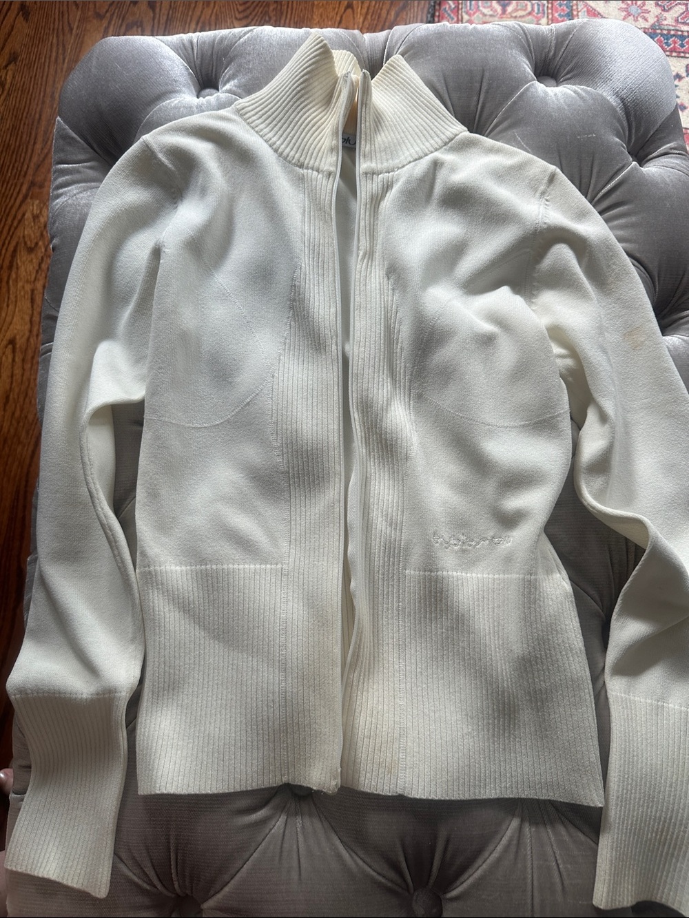 Byblos Cream Knit Zip Jacket with Branded Tag